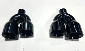 Dual 4.0" Quad Style Gloss Black Exhaust Tips Fits Dodge Challenger 2008-2023 - Picture 1 of 4