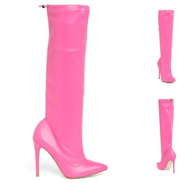 Botas elásticas AZALEA WANG color palanca para mujer talla 7 M rosa 4 pulgadas tacón NUEVAS en caja Foto 1 de 4