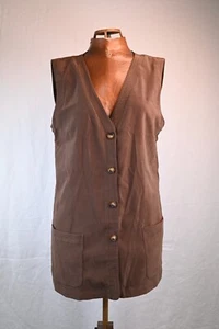 Orvis Brown Suede Vest Long Size Large - Picture 1 of 5