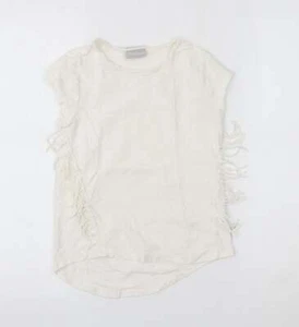 Matalan Girls Ivory 100% Cotton Basic T-Shirt Size 8 Years Crew Neck Pullover - Picture 1 of 12