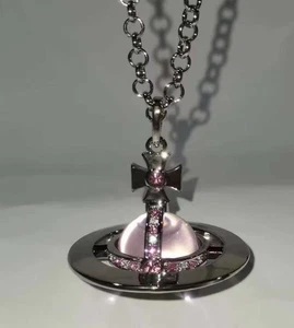 Vivienne westwood Nana Pink Crystal Big Orb 3D Planet Long Necklace New With Box - Picture 1 of 12