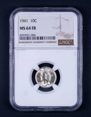 1941 Mercury Dime PCGS MS64 FB Full Bands BB004 - Image 1 of 2