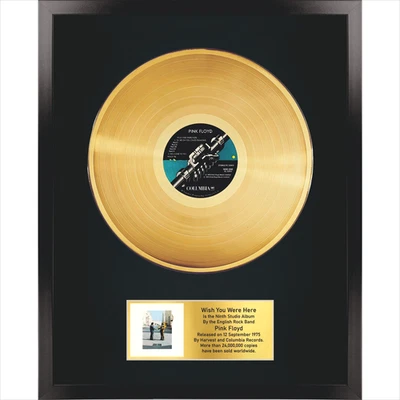 Pink Floyd – Wish You Were Here / LP Gold 12 inches / Souvenir in black frame - Image 1 of 4