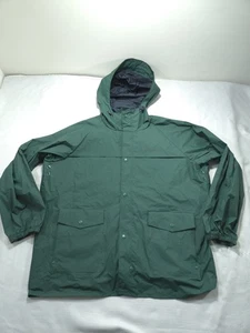 Columbia Jacket Mens Double Extra Large Green Rain Hooded Parka PVC Waterproof - Picture 1 of 9