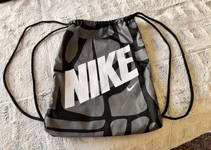 Nike Black & Gray Gym Sack Bag Drawstring Backpack with White Logo NWOT - Picture 1 of 8