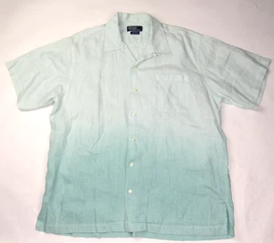 Polo Ralph Lauren Men's Linen Shirt Sz L Aqua Ombre Adams Gradation Neck Loop - Picture 1 of 14