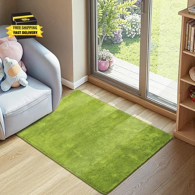 Solid Plush Area Rug 2X3 Performance Shaggy Washable Rug Indoor Entryway Doormat - Image 1 of 4