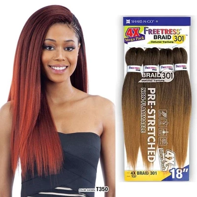 Mega paquete de cabello trenzado preestirado Freetress - 4 trenzas 301 (18") Foto 1 de 4