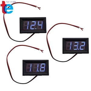 Blue LED 3× DC 4.5-30V 3Digital Display Voltage Meter Voltmeter Panel Motorcycle - Picture 1 of 8