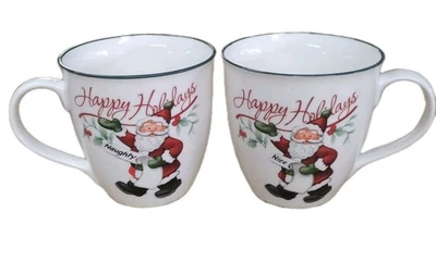 Pfaltzgraff Winterberry Travieso y Bonito Juego de Tazas de Papá Noel Vacaciones Cacao Navidad Foto 1 de 4