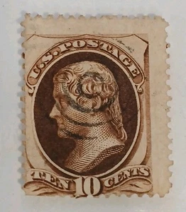 U.S. 10 Cent Thomas Jefferson Stamp Brown - Circa 1870 - 1871 - Picture 1 of 2