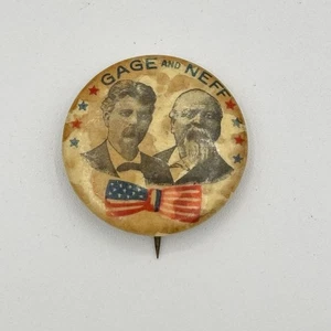 Vintage Gage and Neff Governor California Political Button Pin Antique - Picture 1 of 2