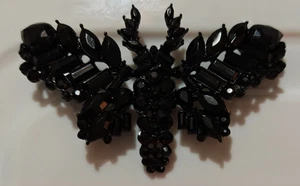 Black Rhinestone Butterfly Moth Brooch Pin - Picture 1 of 5