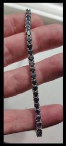 Sterling Silver .925 & 3mm CZ Mystic Topaz Tennis Bracelet Rhodium Plated 7.5" - Picture 1 of 1