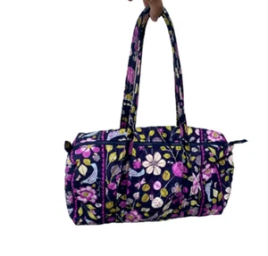 Vera Bradley Womens Purple Pocketbook Floral Nightingale Duffle Bag 18" Retired - Picture 1 of 9