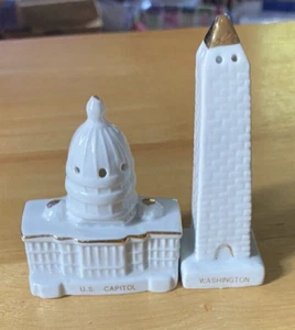 Agitador de sal y pimienta vintage de la capital de EE. UU. y monumento a Washington años 60 Taiwán - Imagen 1 de 2
