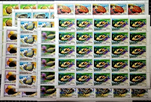 Zaire 1980 MNH Rare Fish Marine Life 150 Stamps 8 Full Sheets 25 Sets - Picture 1 of 18