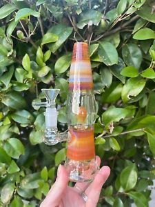 Guru Glass Orange Sherbert Lava Lamp Glass Water Pipe Made In USA Heady