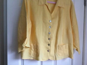 Talbots Sakko 100 % irisches Leinen 3/4 Ärmel Knopfleiste Buttercup gelb Gr. 18W - Bild 1 von 4