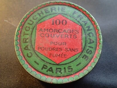 SMALL VINTAGE EMPTY TIN AMMO BOX  PARIS FRANCE FRENCH - Image 1 of 4