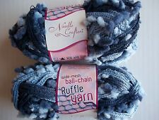 Needle Crafters Wide Mesh Ball Chain Ruffle yarn, Midnight Blue, lot of 2 