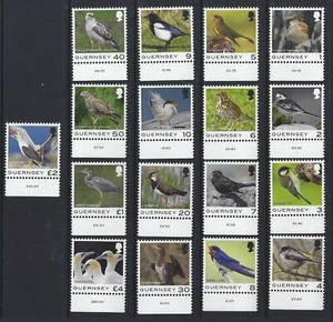 GUERNSEY 2021 BIRD DEFINITIVE SET OF 17 UNMOUNTED MINT MARGINALS - Picture 1 of 1
