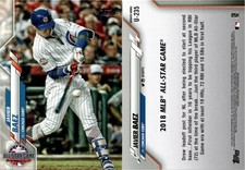Javier Baez 2020 Topps Update Baseball Card U-235  Chicago Cubs