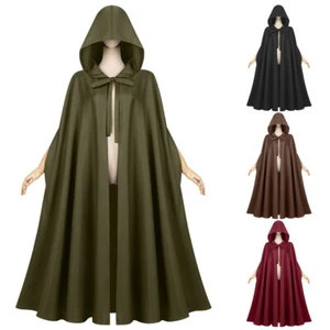 Medieval Cloak with Hood Halloween Long Cloak Monk Cloak Witch Cloak Unisex - Picture 1 of 9