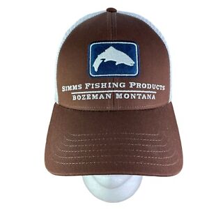 Simms Fishing Products Bozeman Montana Brown Trucker Mesh OSFM Snapback Hat Cap