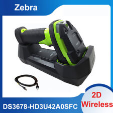 Zebra DS3678-HD3U42A0SFC 2D Wireless Bluetooth Barcode Scanner USB Kit w Cradle