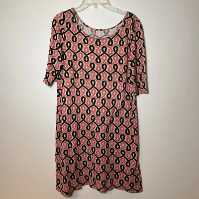 JUICY COUTURE винтажный Shift платье розовый геометрический локоть рукав декольте маленький - Изображение 1 из 4