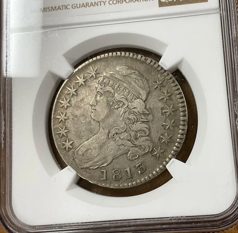 1813 50C Capped Bust Half Dollar O-107a Shattered Die NGC VF30 Cover