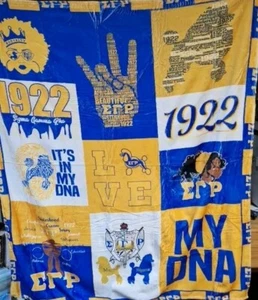Fraternity Fleece Blanket 50" X 58" Bright Yellow & Blue 1922 Poodles Sisterhood - Picture 1 of 7