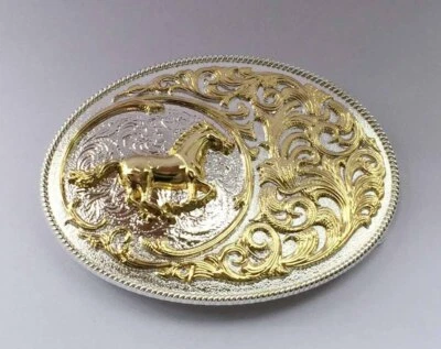 ✖ HQ WESTERN Caballo Vaquero Estilo Rodeo Hebilla de Cinturón Heritage Dorado Plateado EE. UU. Foto 1 de 4