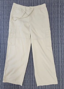 American Eagle Pants Womens 6 Cream Beige Khaki Cargo Baggy Wide Leg Vintage - Picture 1 of 12