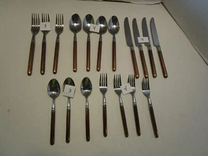 Vintage HAMPTON SILVERSMITH CUTLERY Stainless steel 18 Pc. Copper tone Handles - Picture 1 of 8