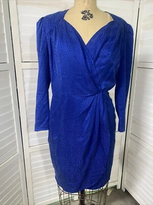 VTG Sophisticates Petites Jonathan Martin Blue 100% Silk Pencil Dress Sz 6 Small - Image 1 of 4