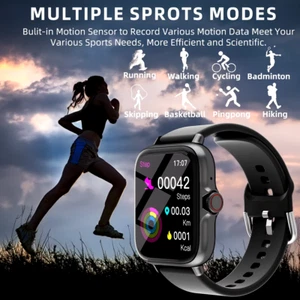 1,83 Zoll wasserdichte Smartwatch mit Anrufannahme Nachricht Schlafmonitor Pedomete - Bild 1 von 5