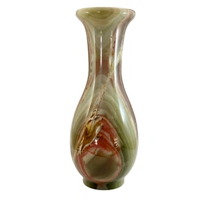 Onyx Vase 15cm - Natural Stone Banded Marble Pattern Art Ornament - Earth Tones - Picture 1 of 6