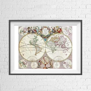 JON SENEX WORLD MAP 1721 WALL CHART POSTER PICTURE PRINT Size A5 to A0 **NEW** - Bild 1 von 14
