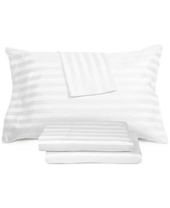 Aq Textiles WHITE Ultra Lux Wide Stripe 1000-Thread Count 4-Pc. Set, US King - Picture 1 of 1