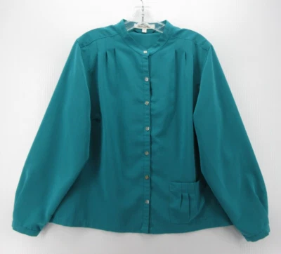 Camisa Travel Smith Top Mujer Grande Pequeña Azul Cuello Banda Plisada con Botones Foto 1 de 4