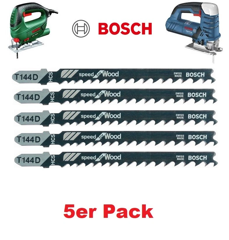 BOSCH 5er Pack Stichsägeblatt T 144 D L: 100mm schnelle gerade Schnitte in Holz - Bild 1 von 1
