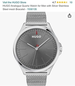 Hugo Analogue Quartz Watch For Men With Silver Stainless Strap (DAMAGED STRAP) - Picture 1 of 3