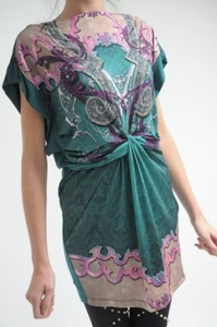SOGO Luxury bottle green embellished tunic dress M/L 10/12 - Picture 1 of 7