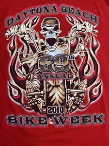2010 BIKE WEEK DAYTONA BEACH Florida T-SHIRT 69th Skull 3d Graphic Harley D44 - Picture 1 of 6