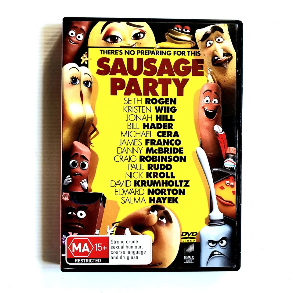 Sausage Party DVD 2016 Adult Animated Comedy, Seth Rogen Gift Region 2/4/5 VGC   - Image 1 of 4