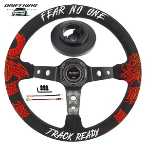 TRACK READY 350mm Suede Steering Wheel For 01-06 BMW 320 325 330 Z4 E90 E46H - Picture 1 of 3