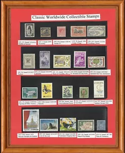 Wall Frame with CLASSIC WORLDWIDE COLLECTIBLE STAMPS - Picture 1 of 1