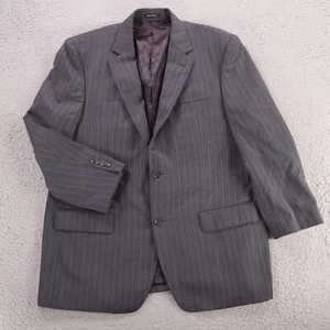 Chalk Stripe Jacket M Gray 100% Wool Worsted Twill Blazer Sport Coat 42R - Picture 1 of 15